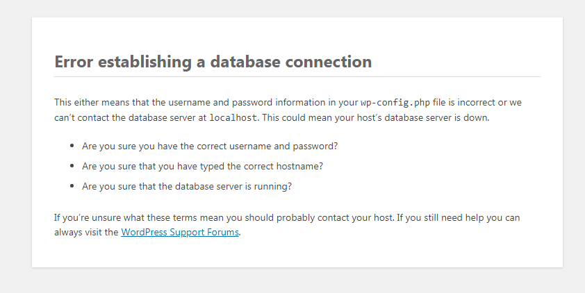 Error Establishing a Database Connection in WordPress & How to fix it