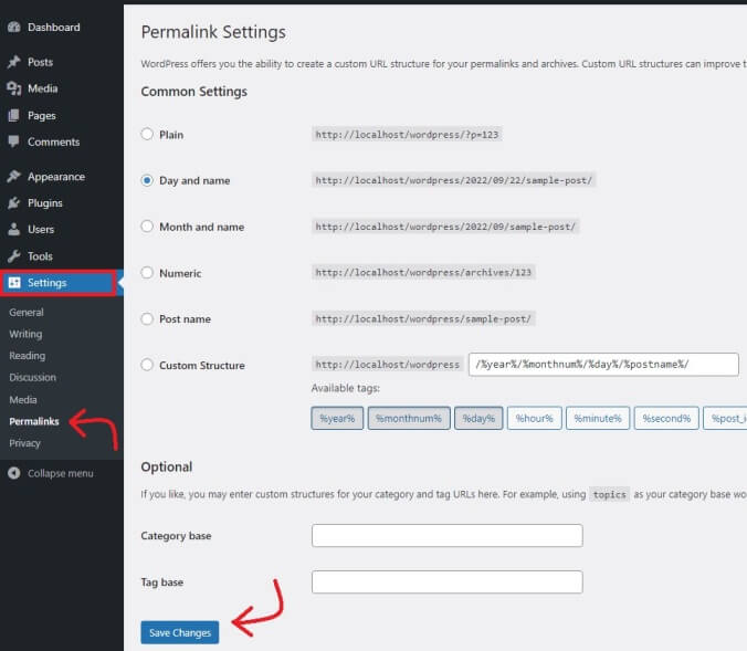 WordPress-permalink-settings