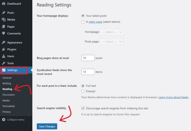 WordPress-reading-settings